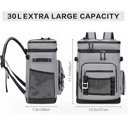 Waterproof Insulated Cooler Backpack 30L Large Capacity Lunch Food Box Durable Camping Fishing Pack Outdoor Travel Picnic Bag