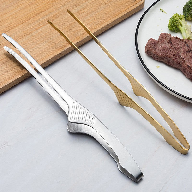 1PC Stainless Steel BBQ Food Tongs Barbecue Clips Kitchen Accessories Cooking Outdoor Grilling Non-Stick Steak Clamp Baking Tool
