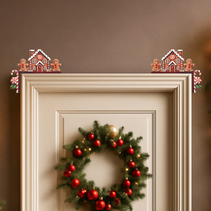 Christmas Gingerbread Man Wooden Door Frame Decoration Merry Christmas Decor for Home 2025 Navidad Xmas Ornament New Year 2026