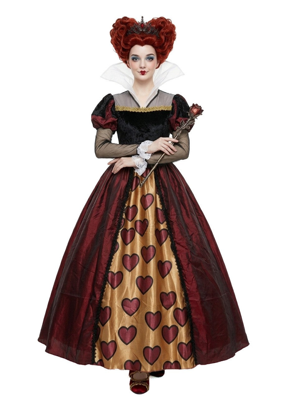 New Red Queen Of Hearts Dress Wonderland Red And Black Dress For Adult Halloween Party Retro Court Alice Role Play Costume 2026