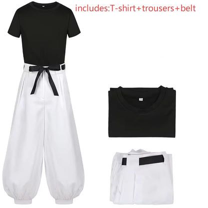 Jujutsu JJK Manga Anime Fushiguro Toji Satoru Gojo Cosplay Costume Wig T-shirt Pants Rose Net Halloween Christmas Gift