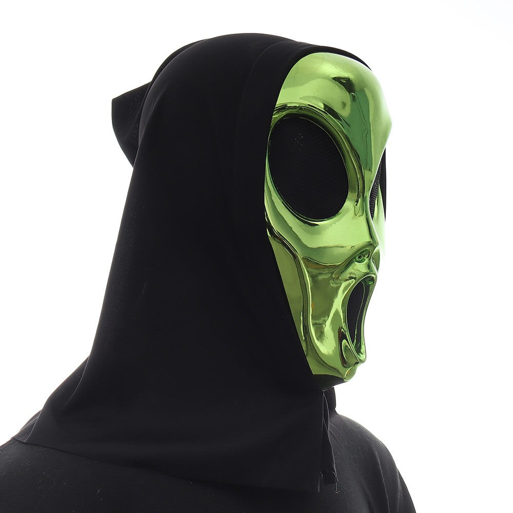 Green Alien UFO Mask Cosplay Aliens Monster Plastic Helmet Halloween Carnival Masquerade Dress Up Party Adult Kids Costume Props