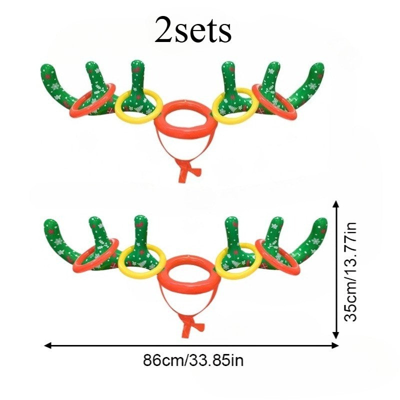Inflatable Reindeer Antler Ring Toss Game Set - Perfect for Christmas, Halloween & Easter Parties - PVC Material, Excluding Pump