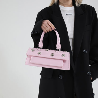 Bolsa de Ombro Pequena Retrô com Rebites de Couro PU LEFTSIDE para Mulheres Tendência 2025 Bolsas de Mão de Luxo Y2K e Bolsas Transversais Femininas