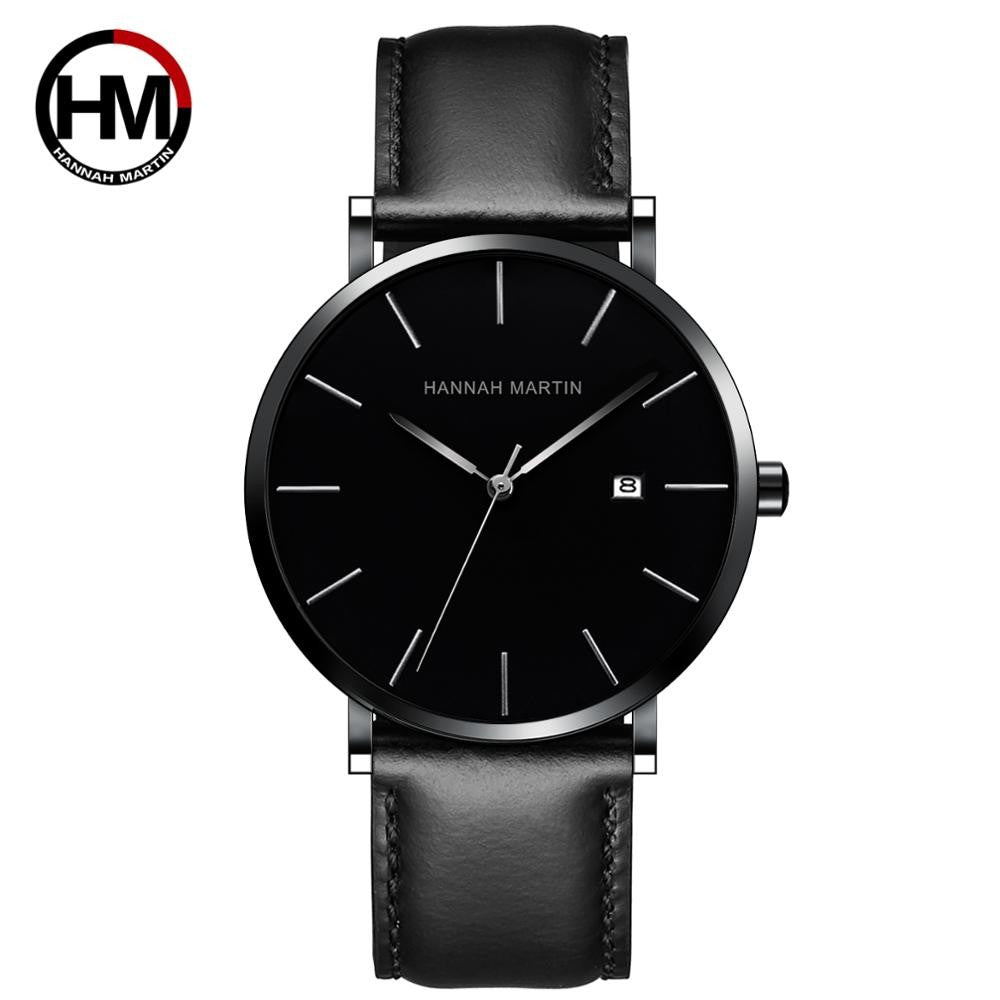 Classic Bauhaus Design Men Watch Dark Blue  Japan Quartz Waterproof Stainless Steel Fashion Business Calendar Ultra Thin Watches