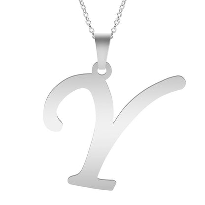 Colar de Letras de Moda A-Z para Mulheres Homens Aço Inoxidável de Alta Qualidade Colar Alfabeto Inglês A B C D E F G H I J K L M N O P Q R S T U V W X Y Z