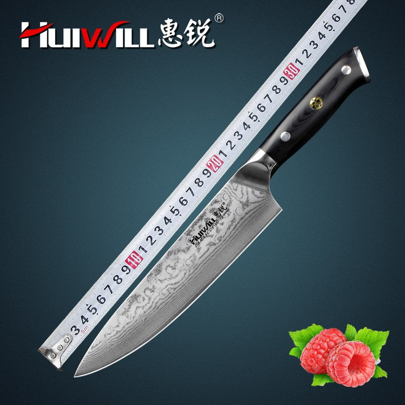 Huiwill Super Qualidade 8" Japonês VG10 67 Camadas de Aço Damasco Conjunto de Facas de Cozinha para Chef Faca de Corte Faca de Fatiar com Bloco