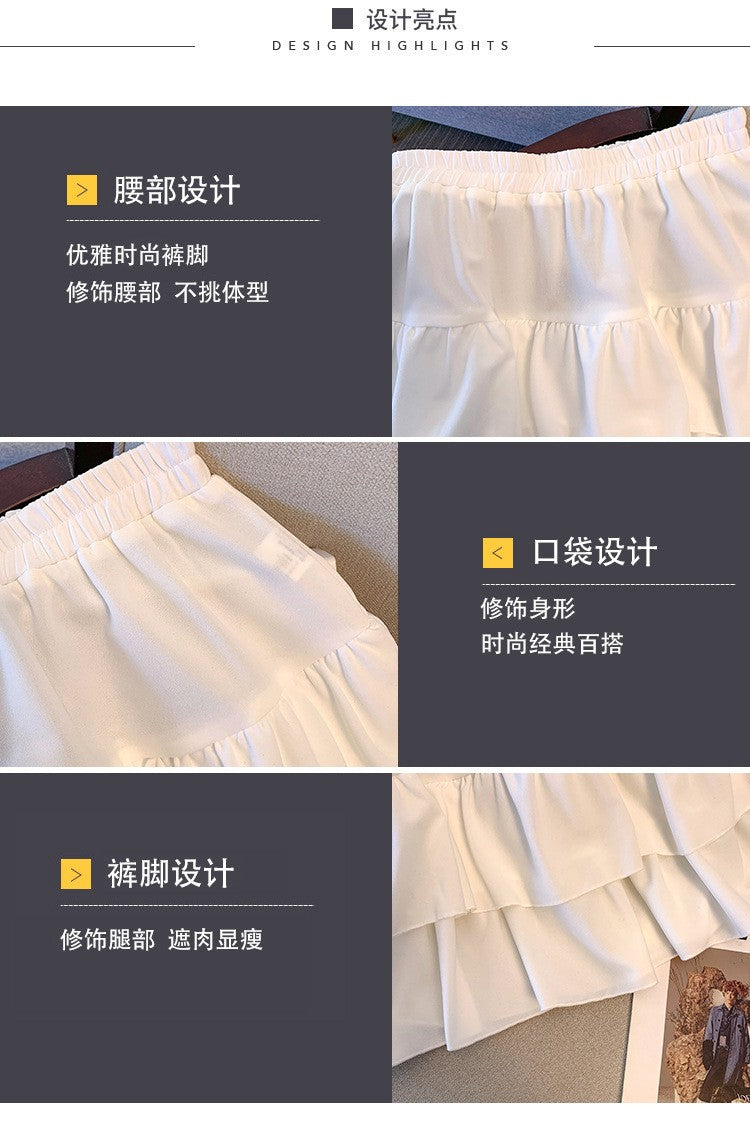 150Kg Plus Size Women's Hip 165 Cake Short Skirt Casual Pleated Ruffled Edge Skirt Black White 5XL 6XL 7XL 8XL 9XL