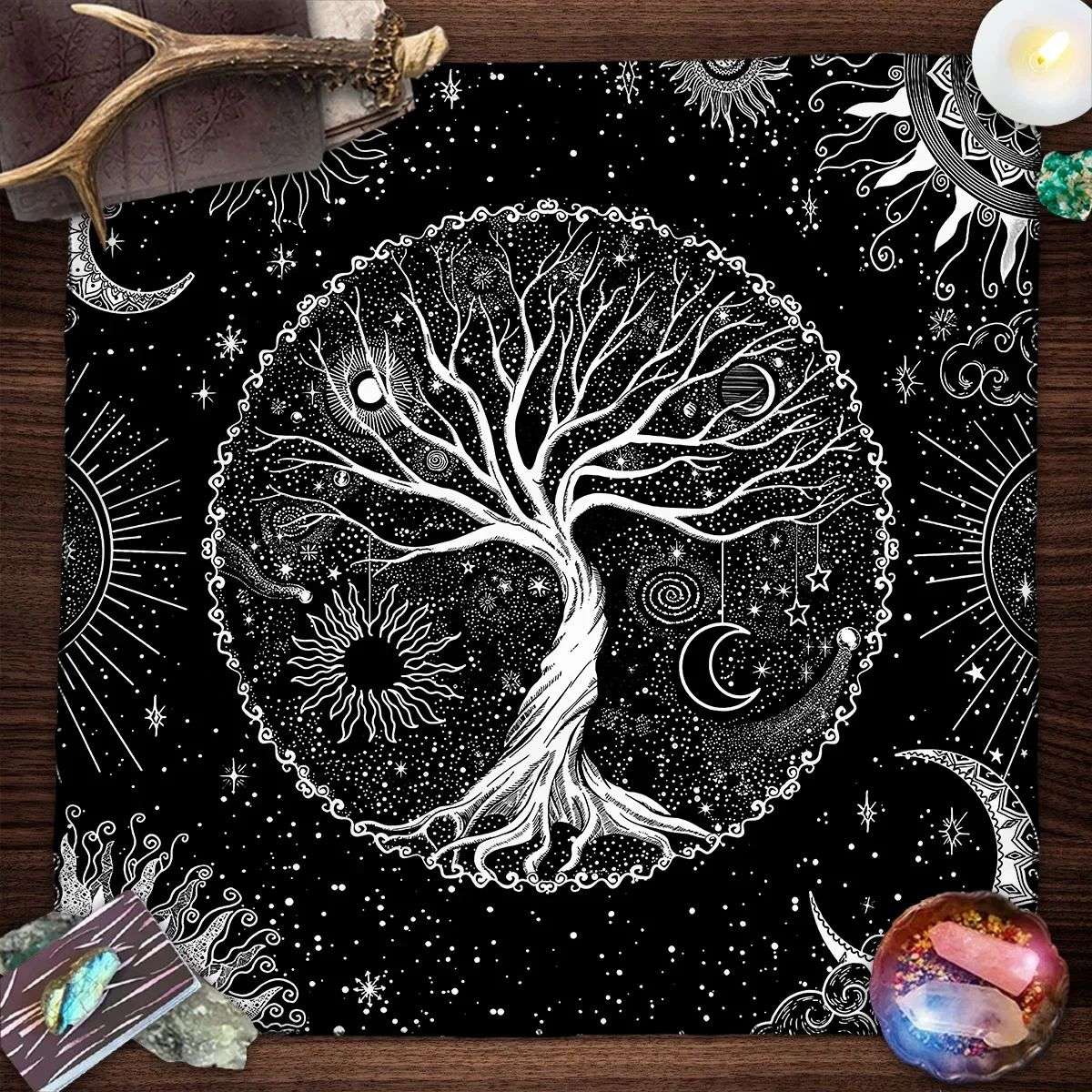 Tree Of Life Tarot Tablecloth Altar Cloth Pagan Spiritual Pendulum Witchcraft Astrology Oracle Card Pads Room Home Decor