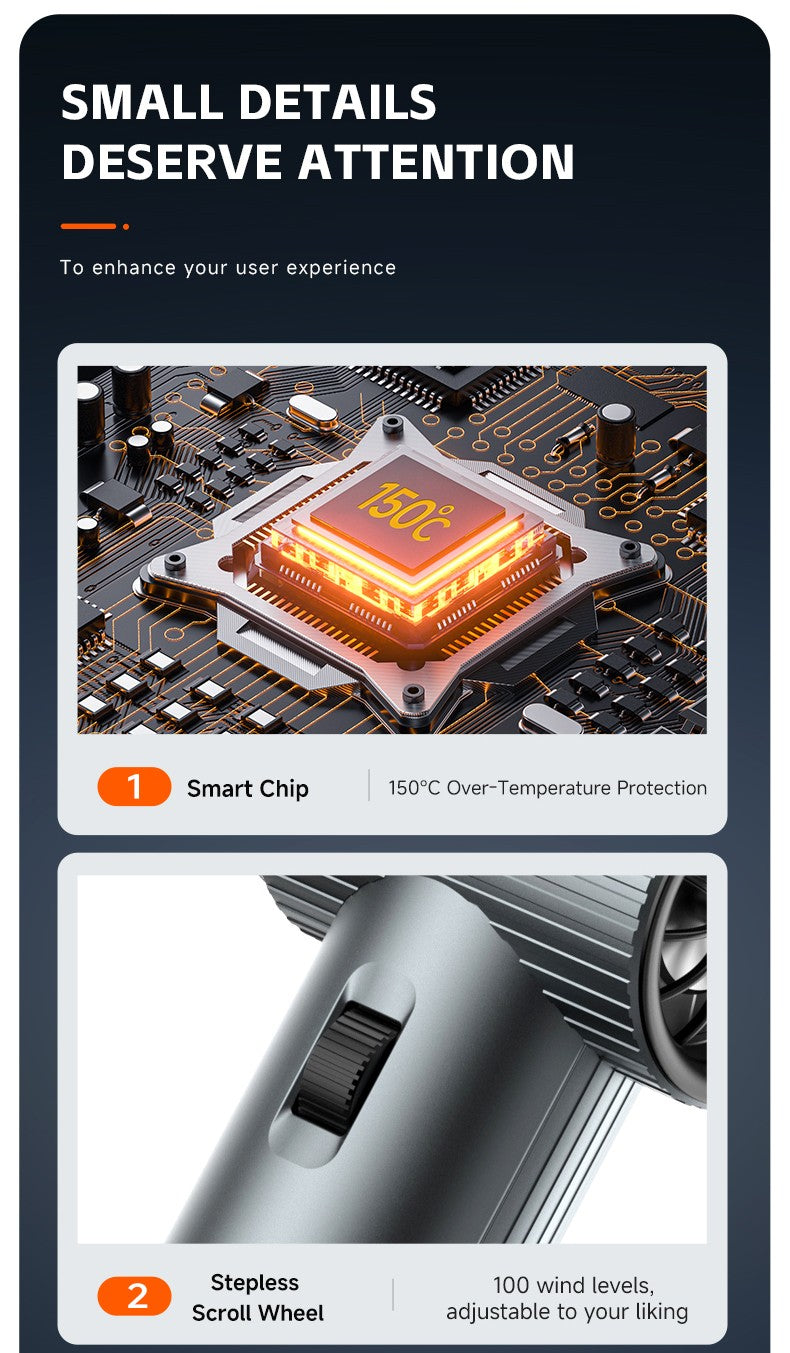 ADINKAM Upgraded Stepless High-Efficient Jet Fan Blower OEM-Style 500g Wind Pressure Super Power Car House PC Cleaning Tools