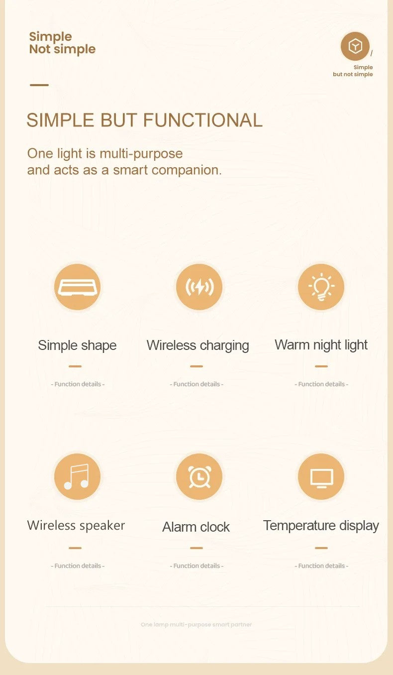 6-in-1 Smart Alarm Clock - 15W Wireless Charger, Bluetooth Speaker, FM Radio, Dual Alarm, USB Charger & RGB Night Light