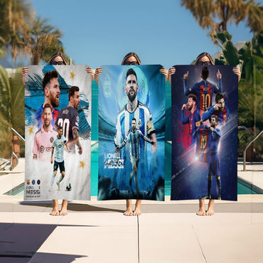 Football Star M-Messi Microfiber Printed Beach Towel Mountain Climbing Yoga Beach Swimming Running Absorbent Soft Towel