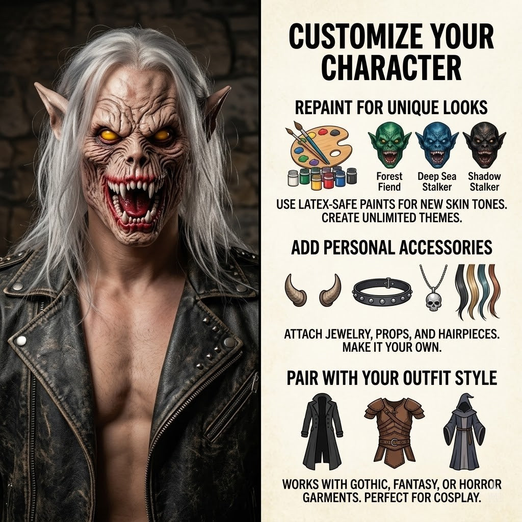 Realistic Split Mouth Demon Mask Scary Latex Horror Monster Full Head Cosplay Props For Halloween Party Costume Evil Ghost Face