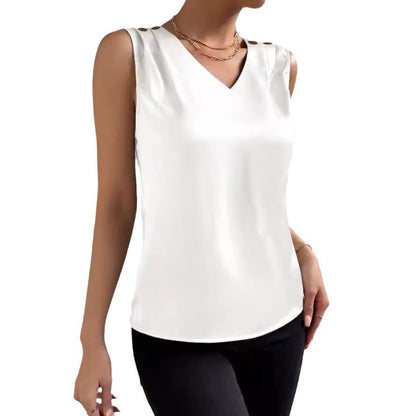Solid Casual Loose Sleeveless Blouses For Women Fashion Summer Women's Oversized Shirts And Blouses Elegant Youth Female Tops