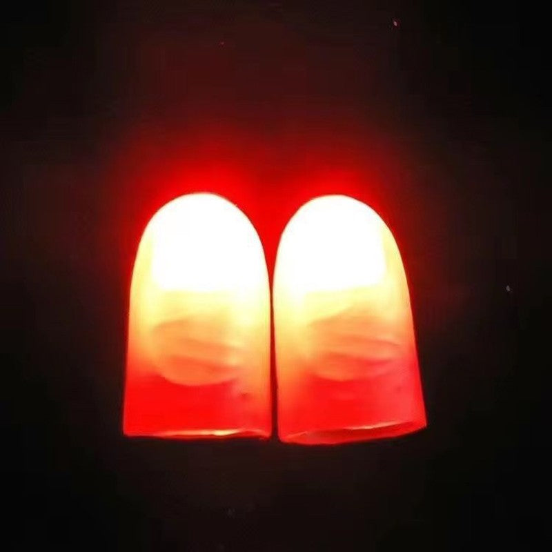2pcs Thumb Finger Light Luminous Finger Light Magic Trick Props Halloween 2025 Decoration Glowing Fingers Glow in The Dark