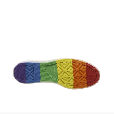 Converse Chuck Taylor All Star Men's and Women's Skateboarding Shoes, Outdoor, Breathable Sneakers, White/Rainbow Colors