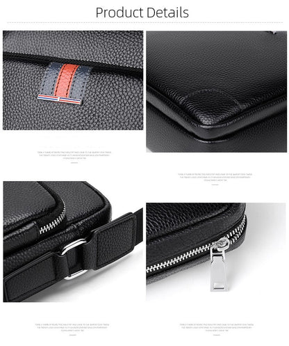 Famous Brand Small Men's Bag Genuine Leather Men Shoulder Bag Messenger Bag Fashion Business Man Crossbody Bag Cowhide Briefcase