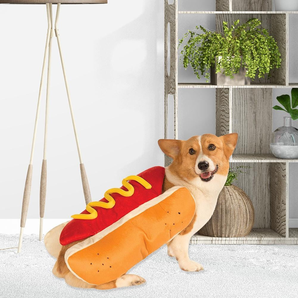 Roupa de Cachorro Hot Dog Para Pets Fantasia Engraçada de Salsicha de Dachshund para Inverno Quente