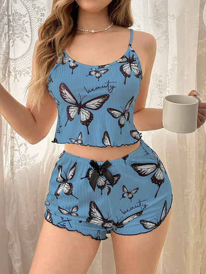 Casual Printed Pajamas For Women Two Pieces Sleepwear Women's Pajama Shorts Loungewear Sets Nightwear Female Home Suit Clothes