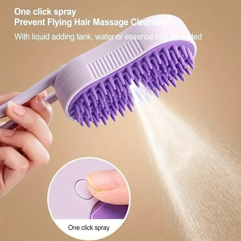 3-in-1 steam pet brush - USB rechargeable, foldable cat and dog grooming tool with silicone brush