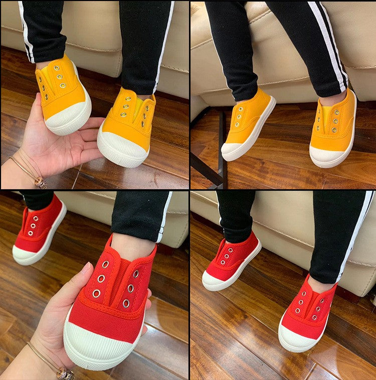 New Children's Low Cut Canvas Shoes Breathable Boys' Cloth Shoes Fashion Girls' Casual Shoes Colored Biscuit Shoes