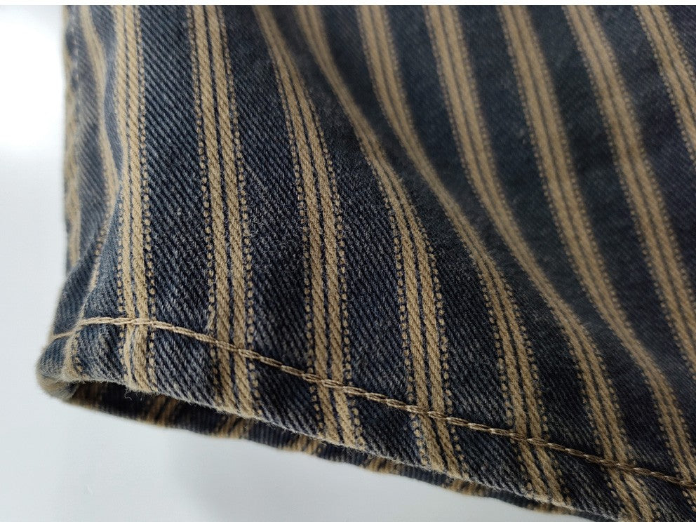 2025 Spring and Autumn New American Retro Woven Striped Cargo Shirt Men's Simple 100% Cotton Washed Double Pockets Thin Jacket