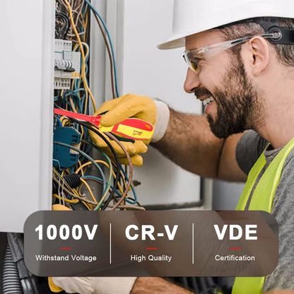 Conjunto de Chaves de Fenda Isoladas Elétricas 1000V de 13 Peças com Pontas Trocáveis para Eletricista