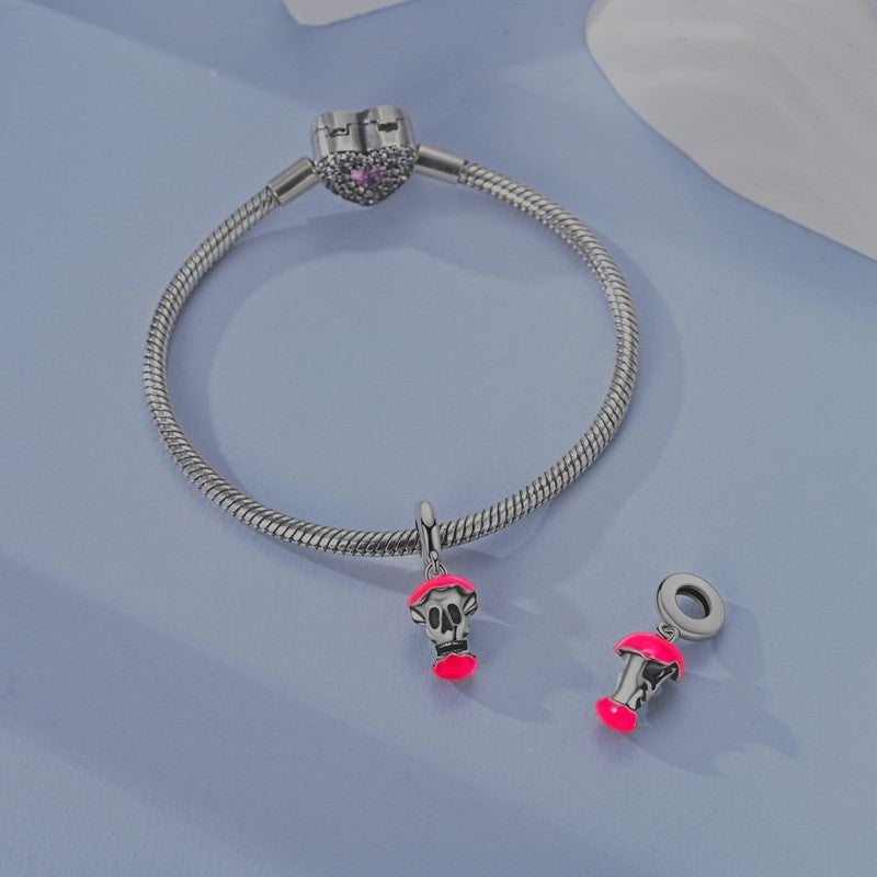 Heart & Organ Charm 925 Sterling Silver Red Rose Skull Dangle Pendant Dark Aesthetic Fit Bangle Bracelet Necklace DIY Jewelry