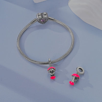 Heart & Organ Charm 925 Sterling Silver Red Rose Skull Dangle Pendant Dark Aesthetic Fit Bangle Bracelet Necklace DIY Jewelry