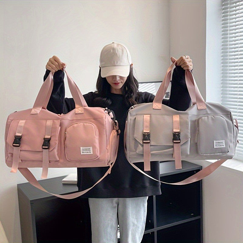 Women's Durable Nylon Sports Gym Bag with Shoe Compartment - Multifunctional Fitness Duffle for Yoga, Travel & Weekend Trips