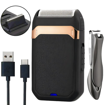 Beard Shaver Electric Sideburns Trimmer For Man With Nail Clipper Cutter Rechargeable Lithium Battery