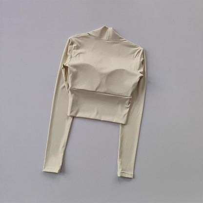 Women's Elegant Long Sleeve Yoga Shawl Sports Top with Chest Cushion Short Elegant Yoga Top Small Camback Pura Speed Dry Autumn