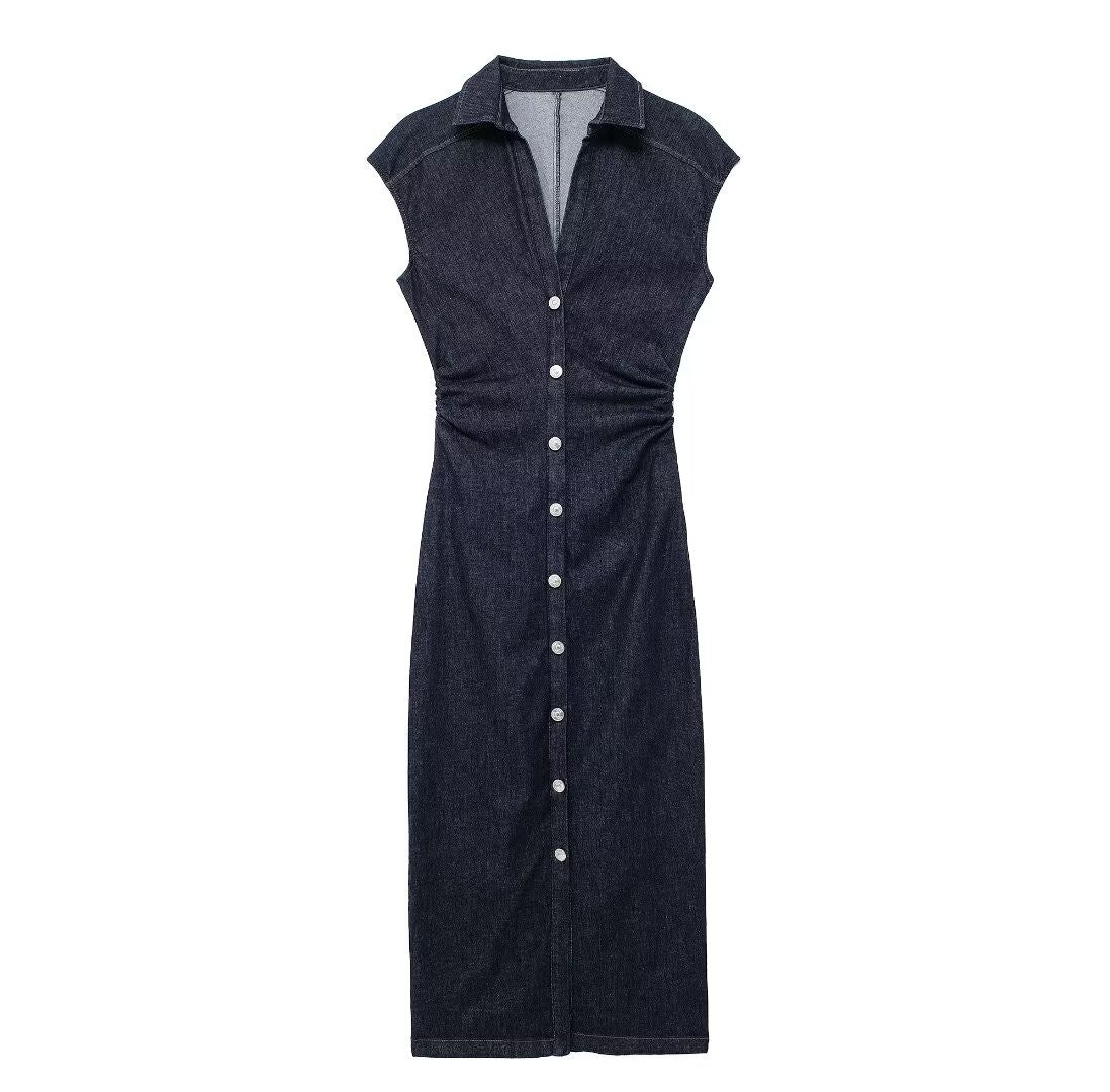TRAFSHE Sleeveless Denim Long Dress Women Bodycon Tank Midi Dress Woman Summer R