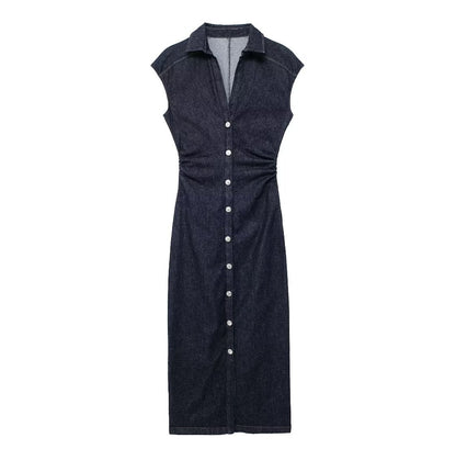 TRAFSHE Sleeveless Denim Long Dress Women Bodycon Tank Midi Dress Woman Summer R