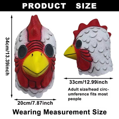 Hotline Miami Richard Rooster Mask, Cosplay Funny Animal Head Cover White Rooster Mask Halloween Party Prop Adult Latex Mask