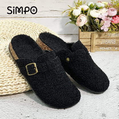New Fall Winter Women And Men's Slippers With Plush Upper Indoor Outdoor Casual Sandals