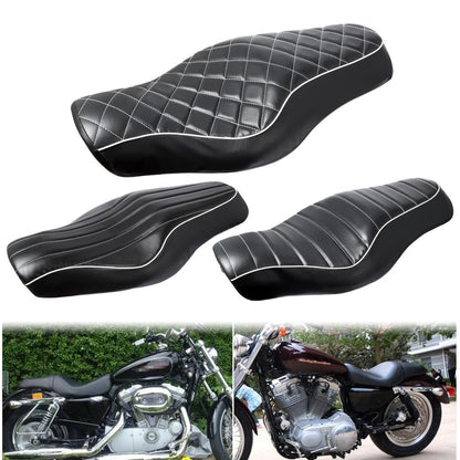 Assento Duplo de Couro PU Preto para Piloto e Passageiro Traseiro de Motocicleta para Harley Sportster XL 883 1200 48 2010-2016