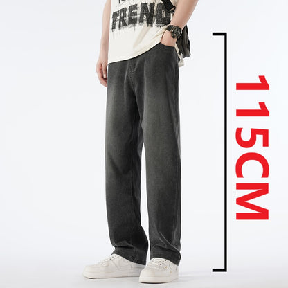 Calças jeans masculinas largas de perna reta, cintura alta, plus size, extra longas, 115cm, Primavera 190