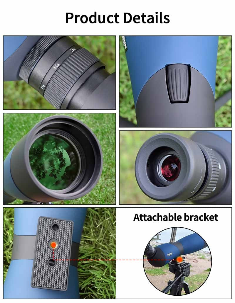 Luneta Monocular com Zoom 25-75x70 Prisma BAK4 À Prova d'Água para Tiro Esportivo Observação de Pássaros Acampamento ao Ar Livre Caça