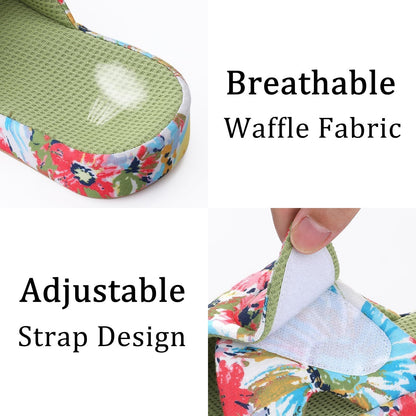 Comwarm Waffle Indoor Cotton Slippers For Women Open Toe Anti-Slip Home Slippers Four Seasons Flats Slippers with Arch Support