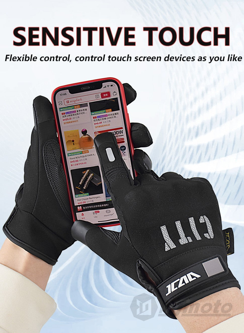Luvas de motocicleta City Riding Luvas de corrida de moto à prova de vento e à prova d'água para primavera e outono para homens e mulheres Luva de motociclista com tela sensível ao toque