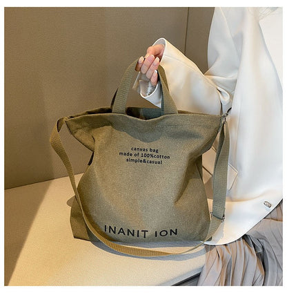 Japanese Canvas Men's and Women's Simple Cross-body Bag Wash Canvas Thick Handbag Large Capacity Arts Students Package Satchel