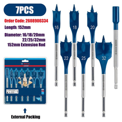 Broca chata para madeira Bosch Accessories de 152 mm, abridor de furo para armário, conjunto de brocas de aço de alta velocidade para fresar madeira, com ponta tripla