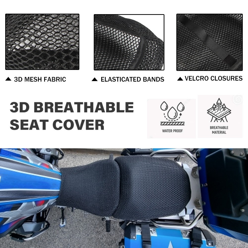 Capa de Almofada de Assento Antiderrapante para Motocicleta BMW R1200GS R1250GS LC Adventure 2018-2023 Capas Protetoras de Assento de Malha de Nylon