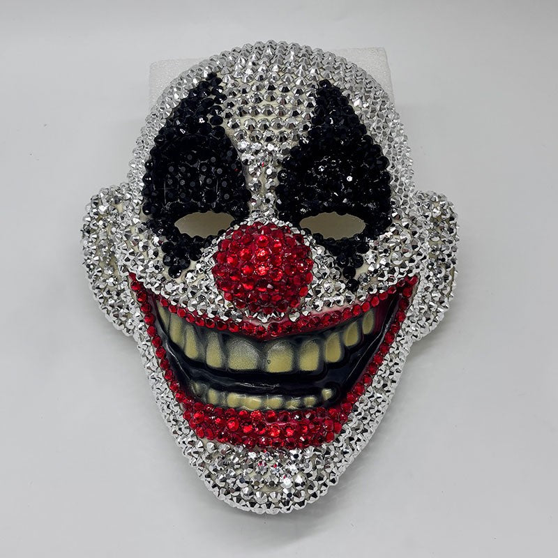 High-End Diamond-Studded Clown Mask for man and women Halloween Dance Party Fashion Mask Clown Role-Playing Costume
