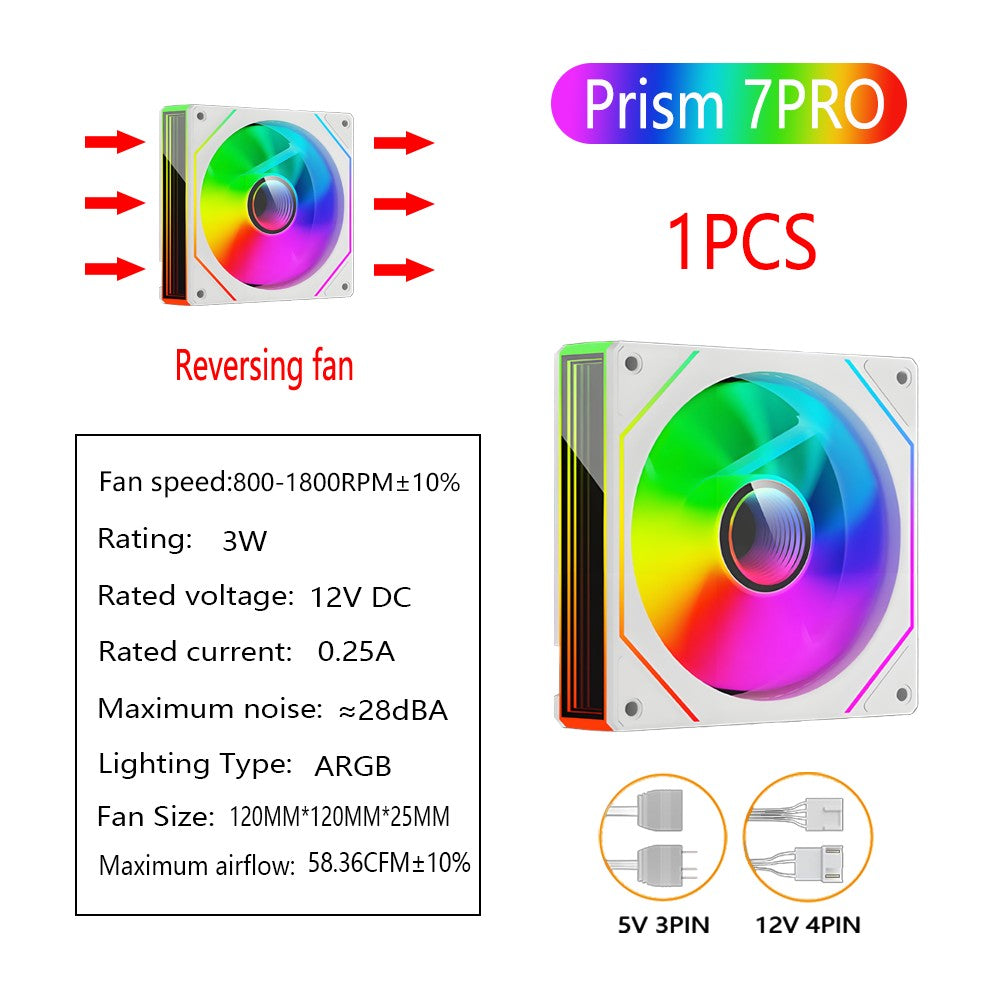 PRISM 7 PRO Computer Case Fan 120mm ARGB 4-Pin PWM Silent Cooling Fan 12V High Airflow 58.36CFM/800-1800RPM