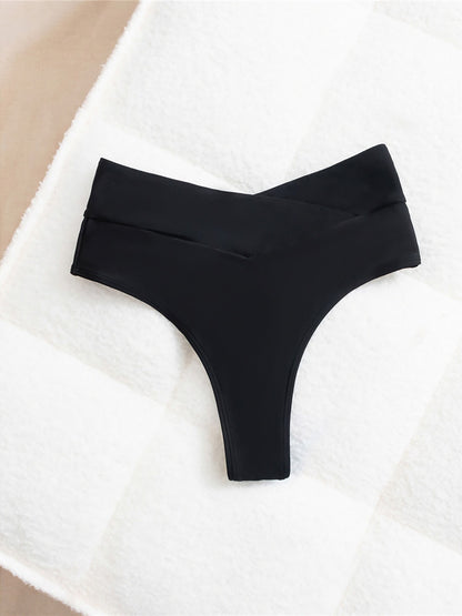 S - XL High Waist High Leg Cut Bikini Bottom Swim Brief Women Swimwear Female Bather Brazilian Tanga Panties Underwear K7095