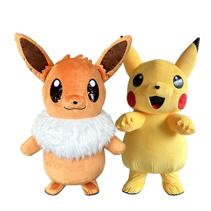 Yellow Rabbit Inflatable Costume Mascot Parade Adult Character Cosplay Animal Birthday Halloween Party Event Plush Set