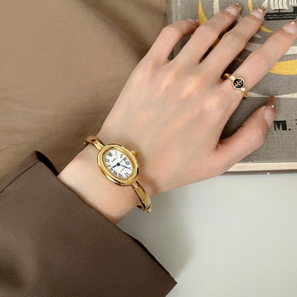 New Elegant Bracelet Women Watch Top Brand Stainless Steel Strap Dress Quartz Watches Small Oval Dial Roman Scale Female Clock