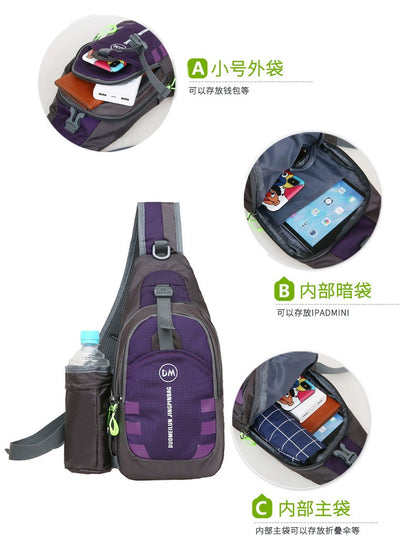 Men's Casual Crossbody Bag Unisex Outdoor Water Bottle Shoulder Bag Multi-functional Travel Waist Bag Fashion Men's Chest Bag Ox